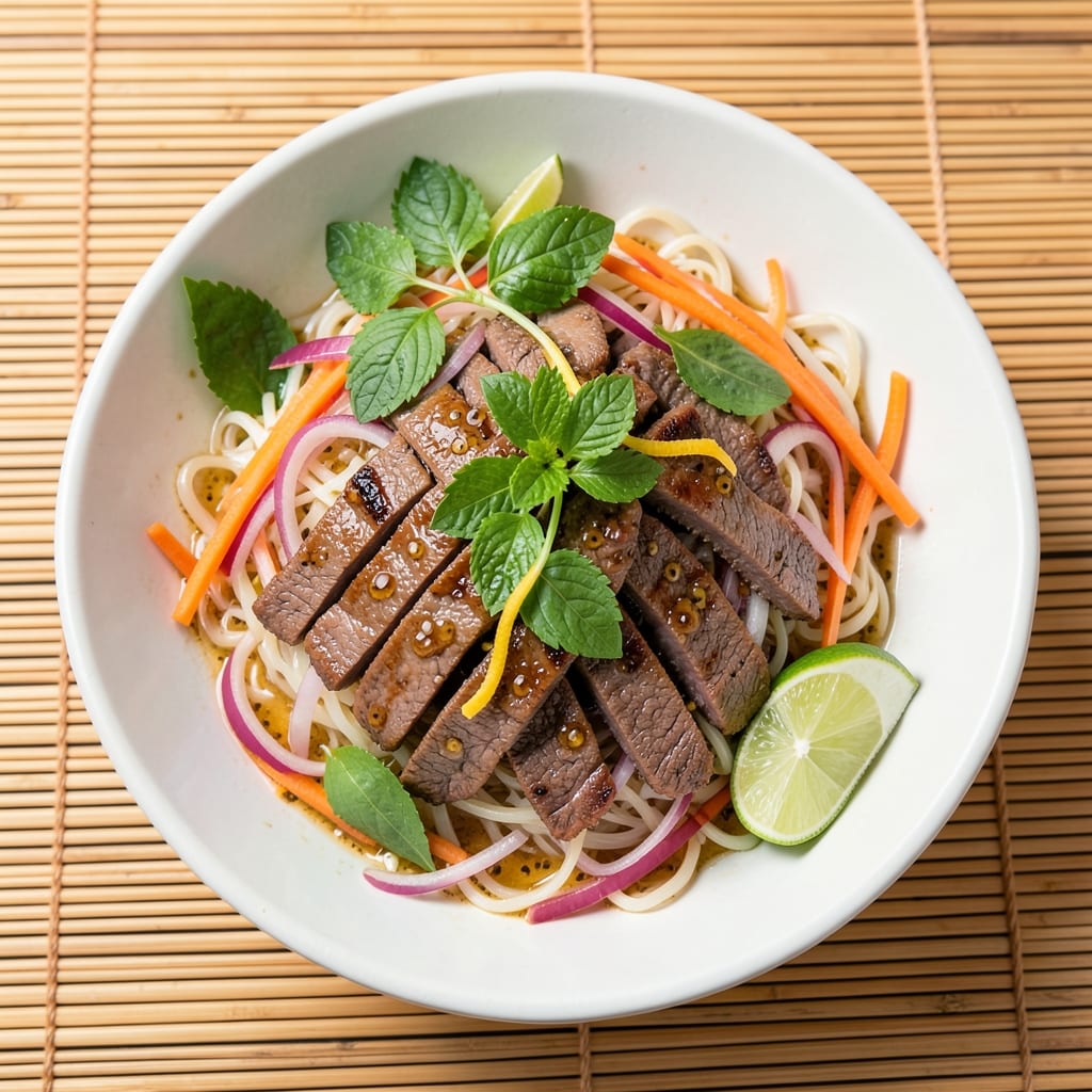 Authentic Vietnamese Beef Salad Recipe: Crispy Rice Noodles and Zesty Lime Dressing