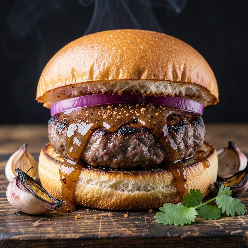 Barbecue Beef Burger Recipe: Smoky Charred Crust with Juicy Centers