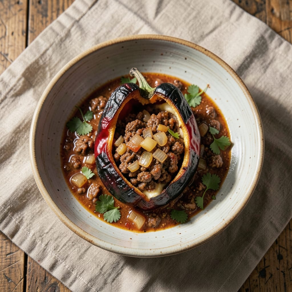 Baked Beef Chili Relleno Recipe: Poblano-Stuffed Cheese Crust Delight