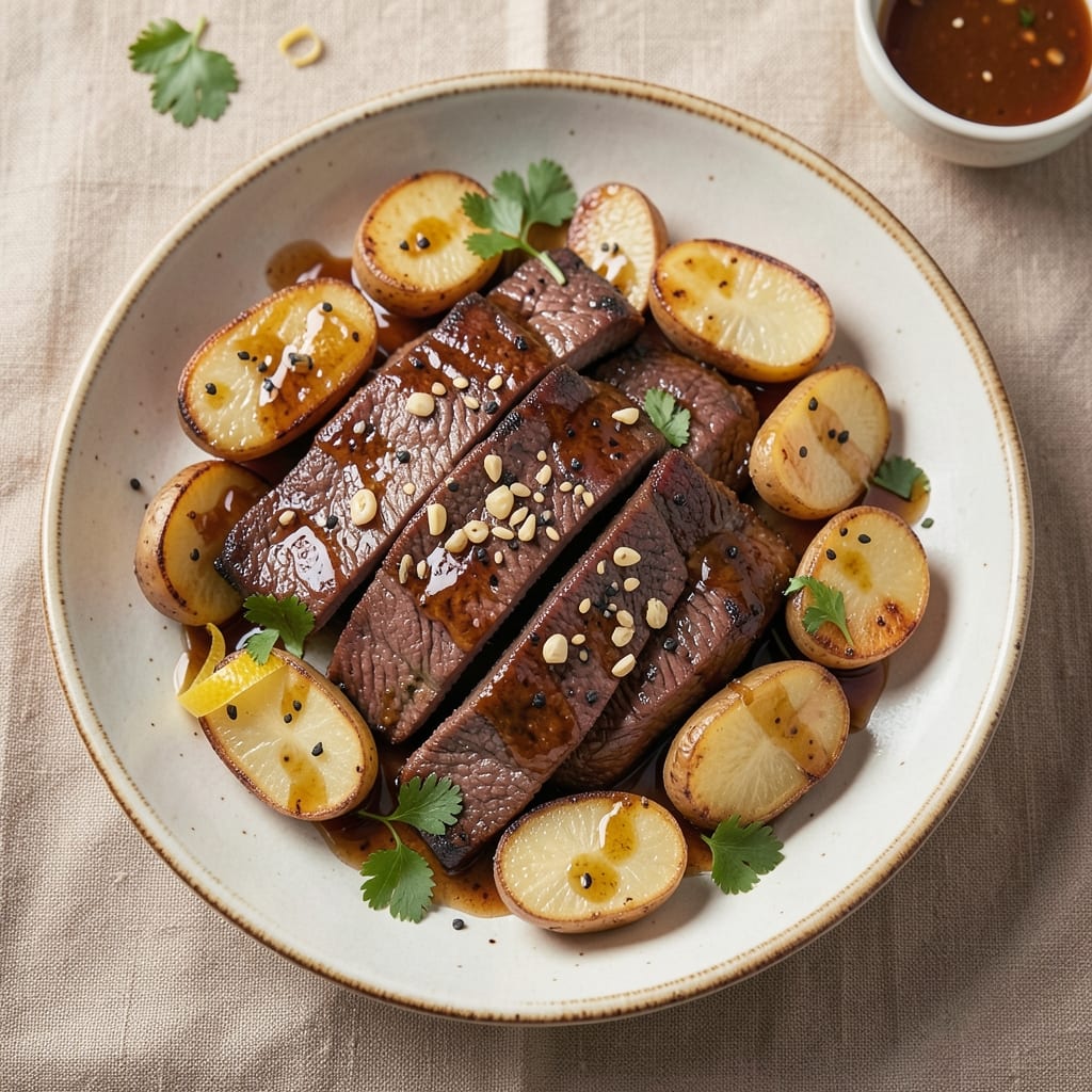 Asian Beef and Potatoes Recipe: Soy-Glazed Crispy Tops and Silky Centers