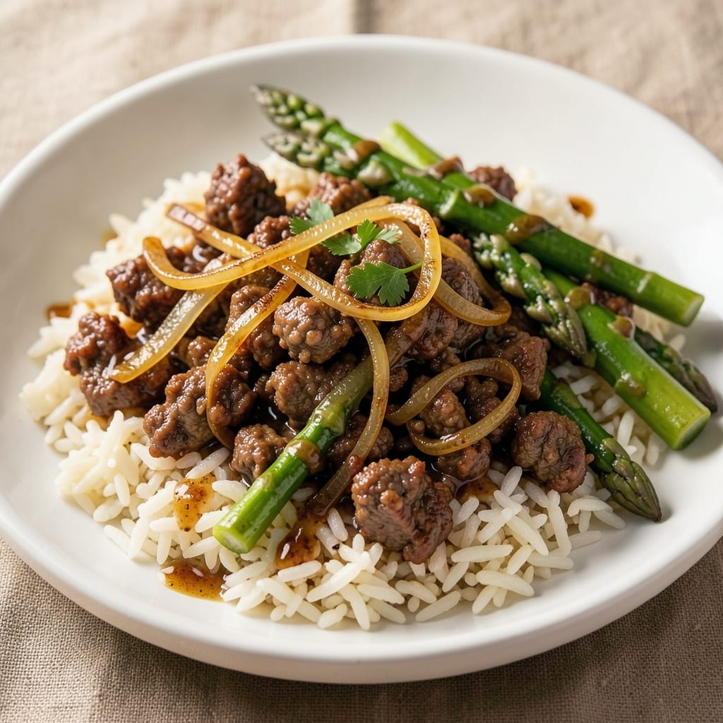 Asparagus Ground Beef and Rice Recipe: One-Pan Hearty Weeknight Dinner