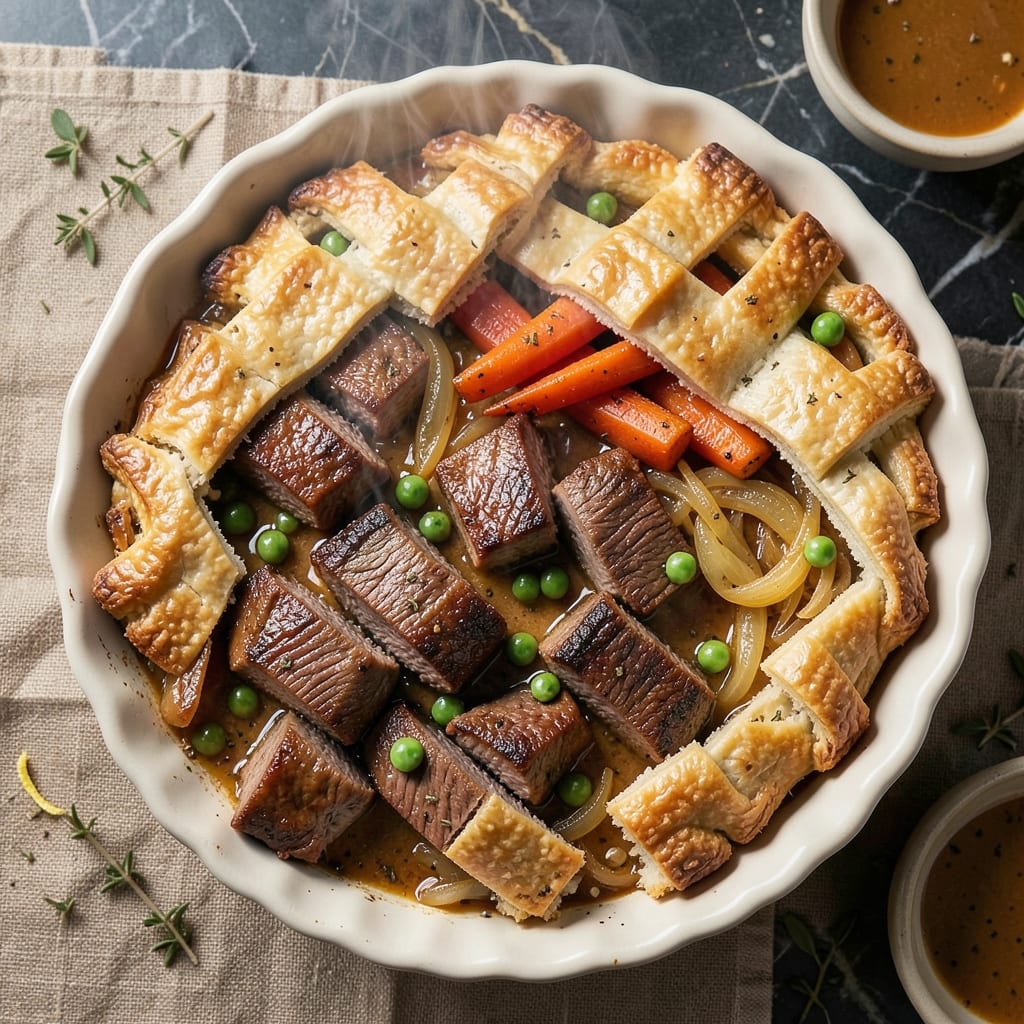 Banquet Beef Pot Pie Recipe: Flaky Crust Encases Savory Meat and Veggie Layers