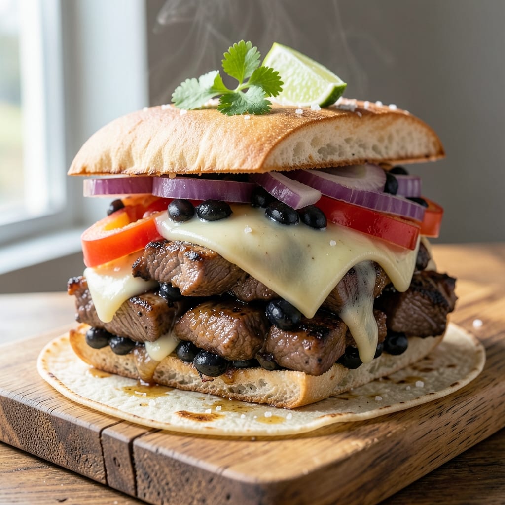 Chunky Beef Mexican Sandwich Recipe: Crunchy Tortilla Stacks With Spicy Beef Filling