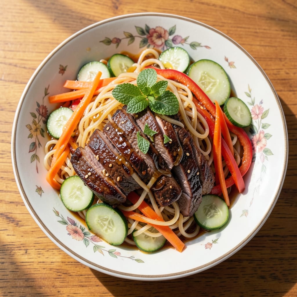 Asian Beef Noodle Salad Recipe: Crisp-Tender Beef and Silky Rice Noodles