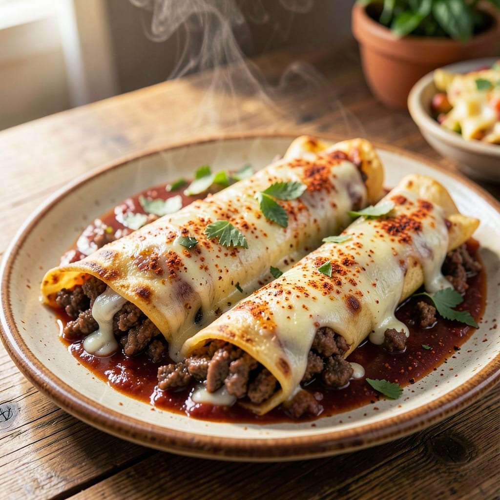 5-Ingredient Beef Enchiladas Recipe: Smoky Tortilla Hugs with Melty Cheese