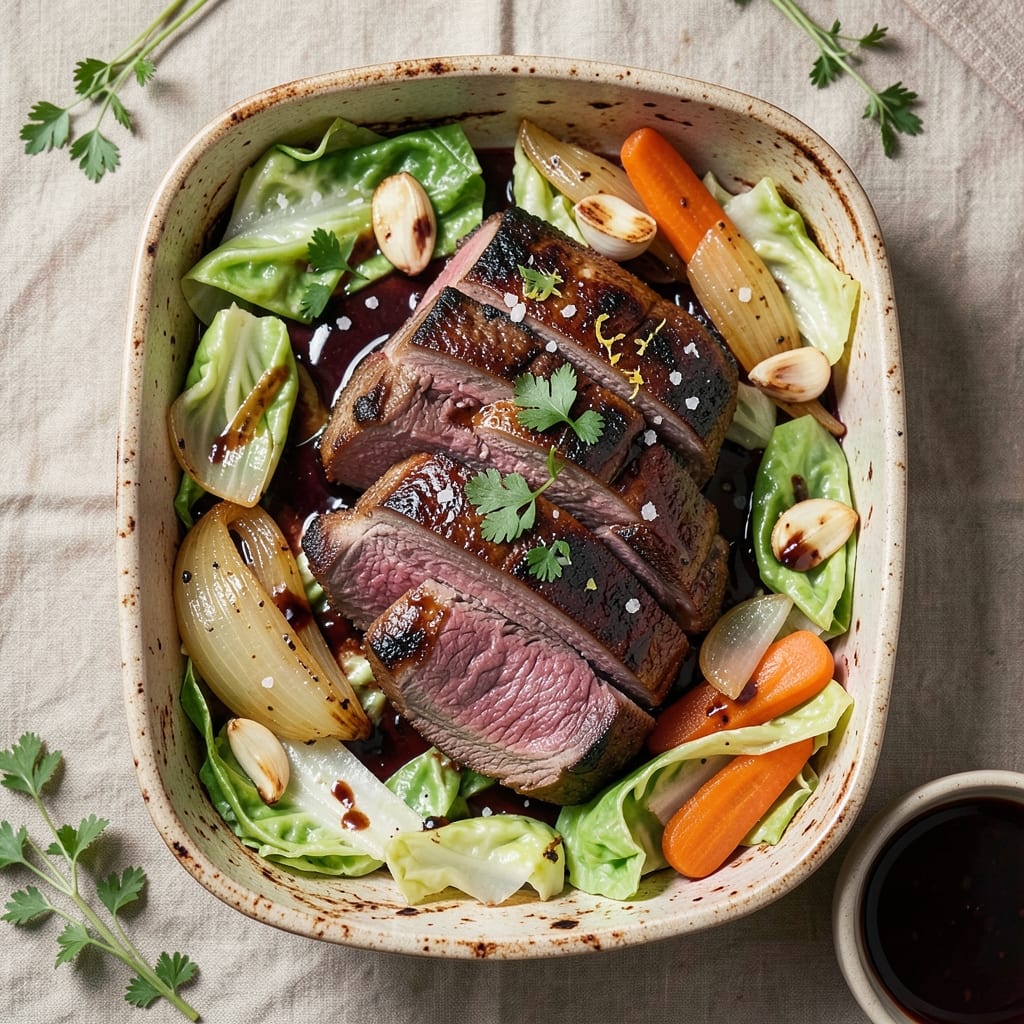 A Chef's Life Beef and Cabbage Casserole Recipe: Braised Beef with Caramelized Cabbage Layers