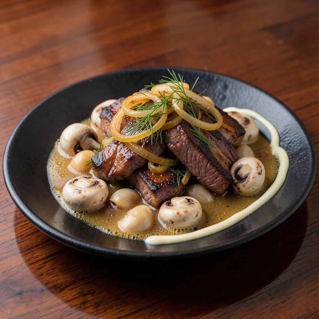 Balthazar Beef Stroganoff Recipe: Smooth Mushroom Sauce Over Tender Beef